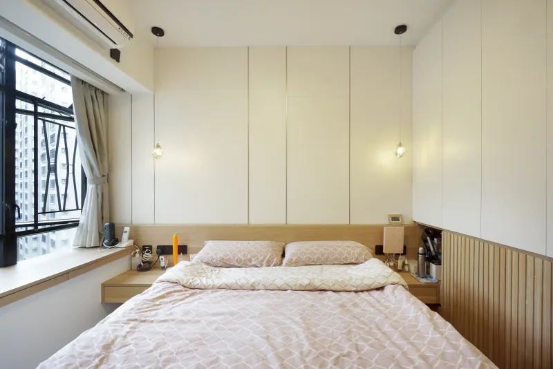 康怡花園主人房木紋床頭牆設計