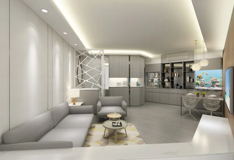 灝景灣B客廳木條電視牆